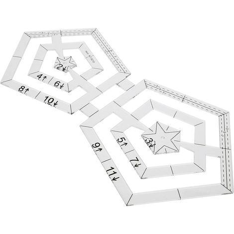 Règle double pentagonale pour patchwork, outil de couture et de dessin en acrylique transparent pour patchwork DIY
