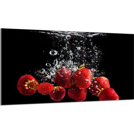 Glas-Herdplattenschutz 90x52 Erdbeeren