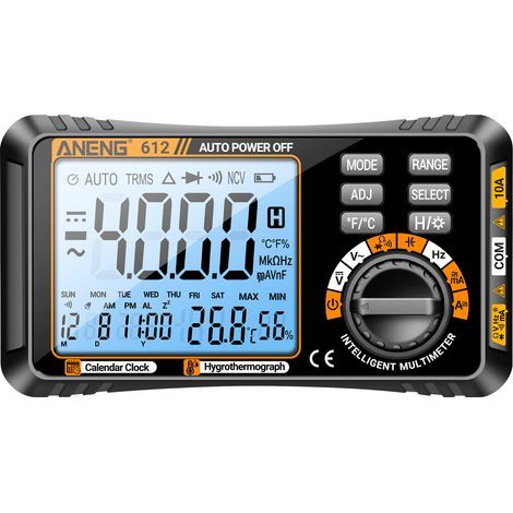 ANENG 612 3-in-1 Smart-Digitalmultimeter mit ewigem Kalender, Temperatur- und Feuchtigkeitsmesser, Amperemeter und 4000-Count-Voltmeter – Professionelle Mess- und Prüfgeräte (1/5)