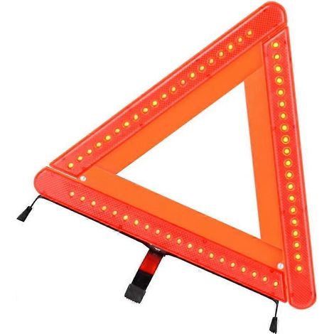Driehoekig waarschuwingsbord met LED-reflecterende waarschuwingslichten voor de verkeersveiligheid. Waarschuwingsbord voor langzaam rijdende voertuigen. (1/5)