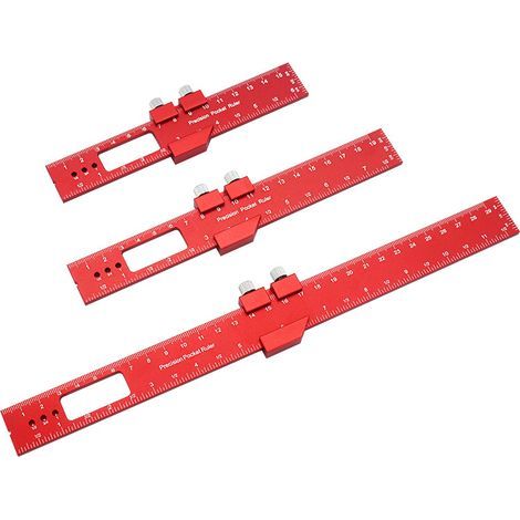 Règle de précision en métal avec arrêt coulissant - 30
cm, 20 et 16 cm, mesure et marquage réglables pour le travail du bois (1/5)