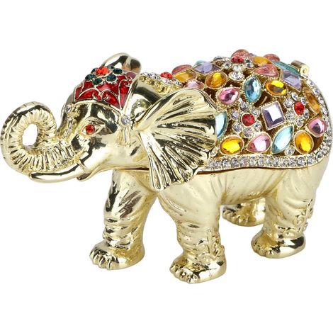 Schmuckkästchen mit Strass-Elefantenmotiv, Tierfigur, Schmuckschatzkiste für Frauen und Mädchen (1/5)