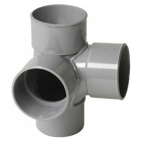 Raccordo a T ad angolo retto in PVC grigio, 40 mm. Raccordo a T grigio pieno. (1/5)