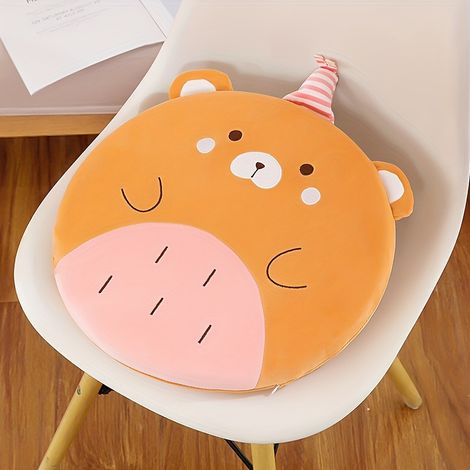 Coussin chaud pour l'automne et l'hiver, coussin rond mignon avec motif chat souvenir pour chaise de bureau, chambre d'étudiant ou autre. (1/5)