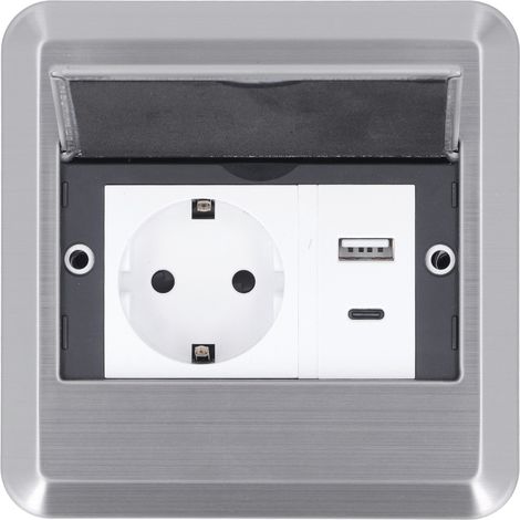Prise de sol encastrable 16A avec port USB Type C, boîtier de prise électrique au sol pour centre commercial, bureau et magasin (1/5)