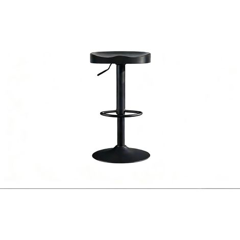 Sgabello da bar girevole regolabile nero con seduta in legno e base in metallo (1/5)