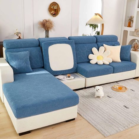 Housse de coussin de canapé universelle résistante à l'usure - Tissu extensible antidérapant en forme de L - Résistante à l'usure - Pour 1 place - Rose feuilles (1/5)