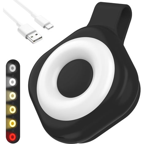 Lampe de nuit magnétique rechargeable avec clip pour badge - 6 niveaux de luminosité et 3 modes de couleur - Éclairage mains libres pour le travail de nuit - Noir - 1 pièce (1/5)
