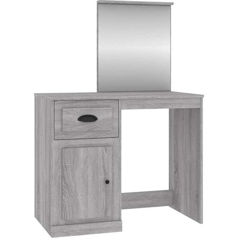 vidaXL Tocador y espejo madera contrachapada gris Sonoma 90x50x132,5cm (1/2)