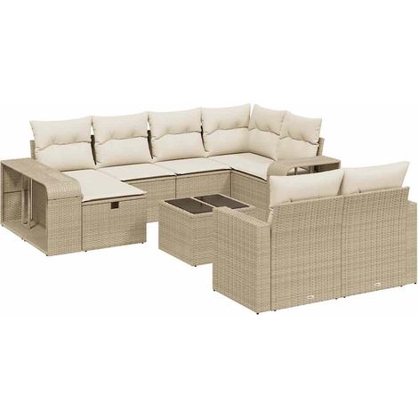 Maison Exclusive - Set de sofás de jardín 11pzas con cojines ratá (1/4)