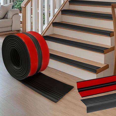 Nez de marche autocollant en PVC de 300x9.5cm - Protection antidérapante - Étanche - En forme de L - Pour l'extérieur et l'intérieur (1/5)