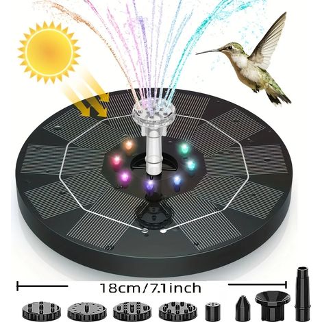 Fontaine solaire colorée (3,5 W) pour bassin, étang et jardin, mini-fontaine solaire pour oiseaux, idéale pour la décoration extérieure. (1/5)