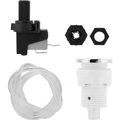 Bouton à pression auto-verrouillant pour évacuation de baignoire, interrupteur micro à air, tuyau flexible, kit de vidange de bac de déchets. (1/5)
