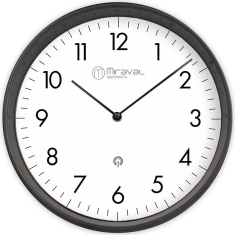 Horloge murale radiopilotée, boîtier en plastique, diamètre 250 mm, fonctionnement silencieux, 1 pièce