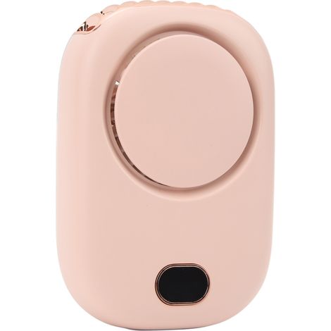Ventilateur de cou portable rechargeable par USB, sans pales, avec grand indicateur de puissance du vent, petit ventilateur de cou rose (1/5)