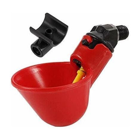 Ensemble de 5 abreuvoirs automatiques pour poulets (bol rouge avec support semi-circulaire)-AquaForge (1/5)
