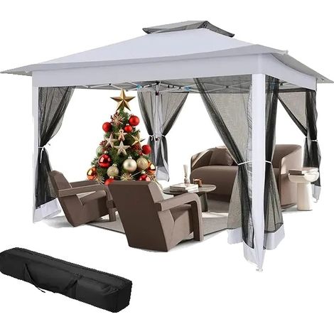 Gazebo Zelt, Pop-Up Design, UV-Schutz, Hellgrau (1/2)