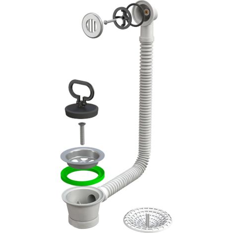 PILETTA DI SCARICO CON TROPPO PIENO TONDO PER LAVELLO IN ACCIAIO INOX MODELLO SIMPLEX - ø11/2 - BON