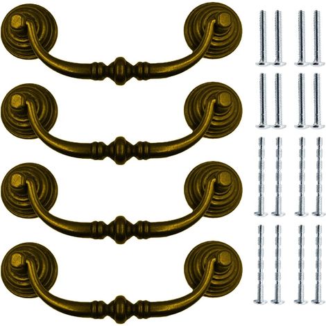 Poignee de Meuble Vintage,Poignée de Traction Laiton Antique Meubles,Boutons Avec Vis,pour Meubles de Cuisine Armoire Tiroir Commode Porte (FGLS-HT4) (1/5)