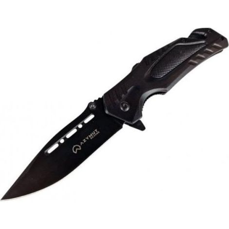 Azymut H-K2010878, Cuchillo de rescate con cortador de cinturón y rompe vidrios, acero inoxidable, negro (1/5)