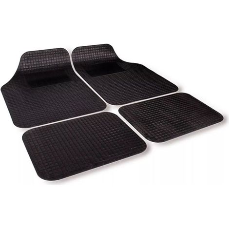 SET 4 TAPPETI PER AUTO IN GOMMA TAPPETINI UNIVERSALI ANTISCIVOLO SAGOMABILI NERI (1/5)