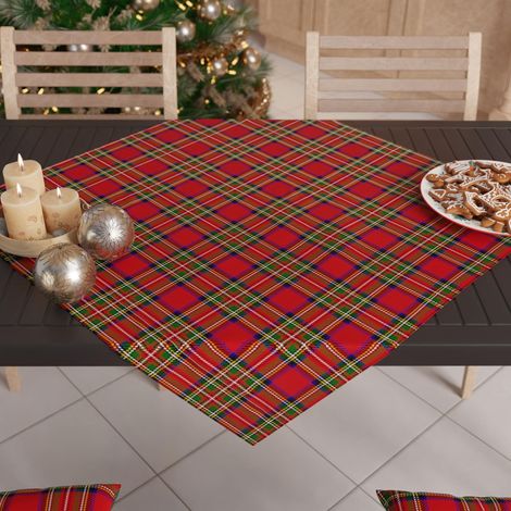Centre de Table de Noël 90x90 cm, Tissu en Microfibre Doux et Résistant, Décoration Élégante pour Fêtes, Motif 'Tartan', 100% Fabriqué en Italie (1/3)