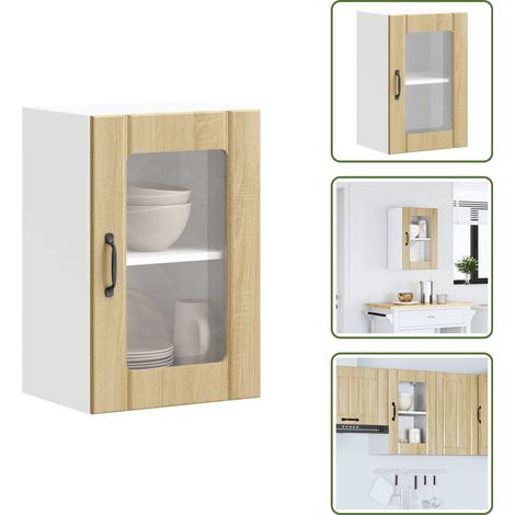 Armadio in vetro - vidaXL Pensile da Cucina con Porta in Vetro Lucca Rovere Sonoma - Armadio in legno