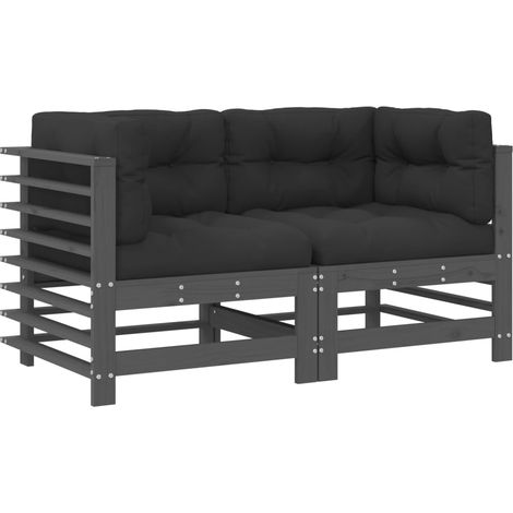 Maison Exclusive - Ecksofas mit Kissen 2 Stk. Grau Massivholz Kie