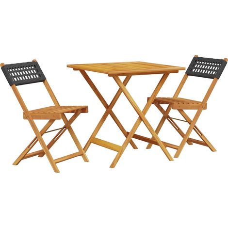 Maison Exclusive - Set da Bistrot 3 pz Nero in Polyrattan e Legno Massello (1/5)