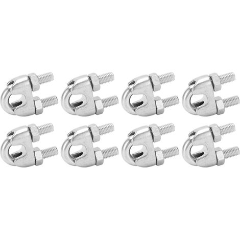 Lot de 8 serre-câbles en acier inoxydable M10 de 3/8 pouce avec boulon en U et fixation en selle (1/5)