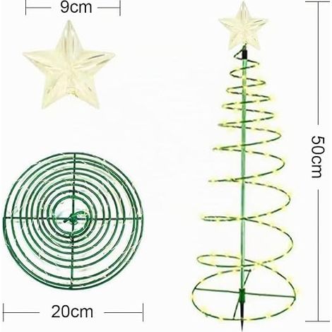 Decoration Noel Exterieur Solaire Sapin, Sapin De Noel Led En Metal, Petit Sapin De Noel Artificiel Lumineux Led, Deco De Noel Jardin Personnaliser Guirlande Lumineuse (Blanc Chaud) (1/4)