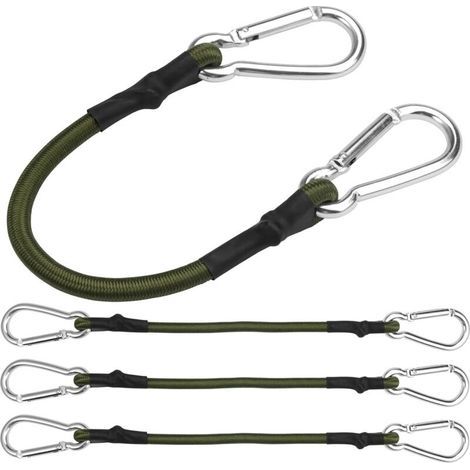 Set mit 4 elastischen Bungee-Seilen, 30 cm – Gummiseil mit Karabinerhaken – UV-beständig – Zum Campen und zur Gepäcksicherung (1/5)