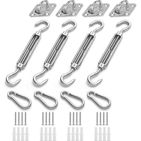 Garden Awning Fixing Kit, Triangle, Square, Rectangular, Heavy Duty Stainless Steel Shade Sail Fixing Accessories - M5 (1/4)