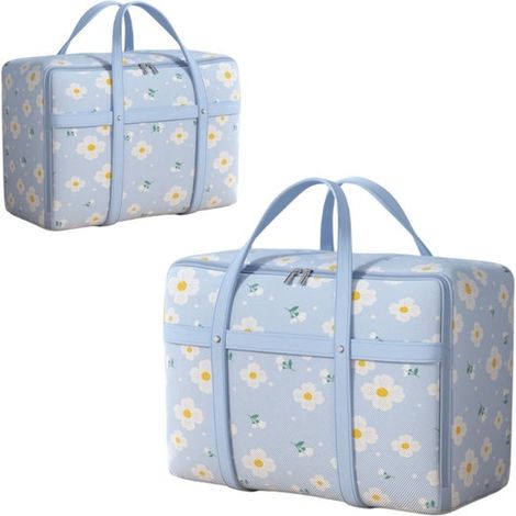 Set di borse porta-trapunte in tessuto Oxford blu, antiacaro, di grande capacità, 51 x 20 x 32 cm. (1/5)