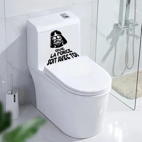 Juego de 2 pegatinas de Star Wars Darth Vader "Que la Fuerza te acompañe", 19×20 cm, para baño. (1/4)