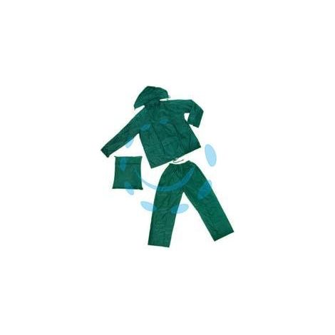 IMPERMEABILE GIACCA/PANTALONE IN NYLON VERDE - tg. XXXL