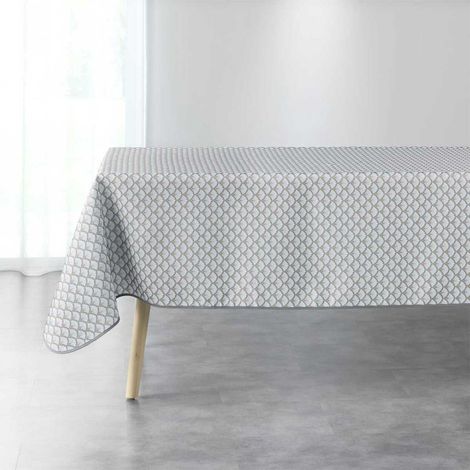 Nappe Imprimée "Art Chic" 150x240cm Gris & Blanc (1/2)
