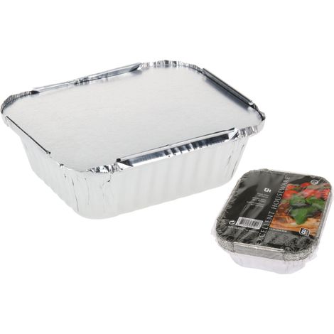 SET 8 VASCHETTE FORNO IN ALLUMINIO CON COPERCHIO 14.5X12X4.8CM