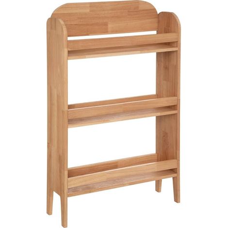 Bibliothèque meuble de rangement en bois pour enfant avec 3 étagères, coloris naturel - Longueur 58,5 x Profondeur 18,5 x Hauteur 100 cm (1/5)