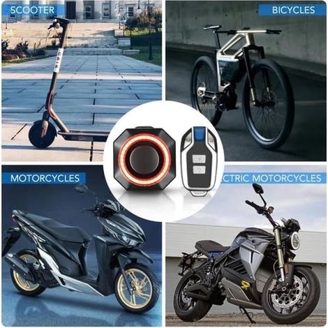 SABIR-Alarme vélo rechargeable 4 en 1 - Antivol avec télécommande - Étanche - 110 décibels (1/4)