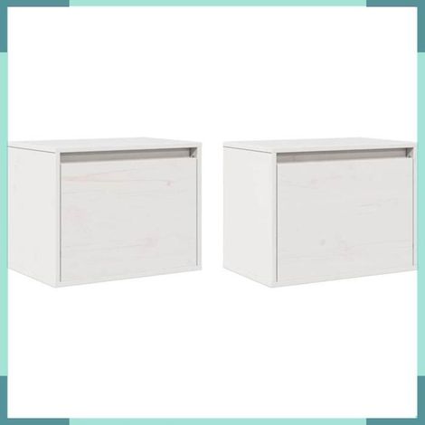 813438 Armoires murales 2 pcs Blanc 45x30x35 cm Bois de pin massif (1/5)