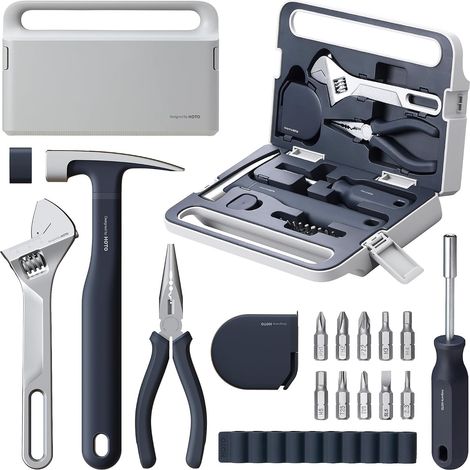 Ce coffret d'outils de base pour la maison, composé de 16 pièces, comprend un ensemble de tournevis électriques multifonctionnels adaptés aux garages (1/5)