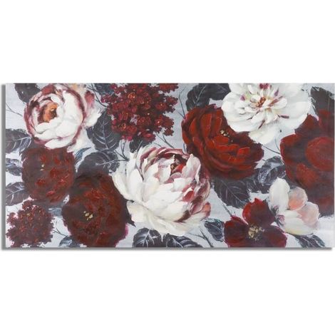 DIPINTO SU TELA WHITE/RED FLOWER DARKBACK CM  120X3,7X60 (1/5)