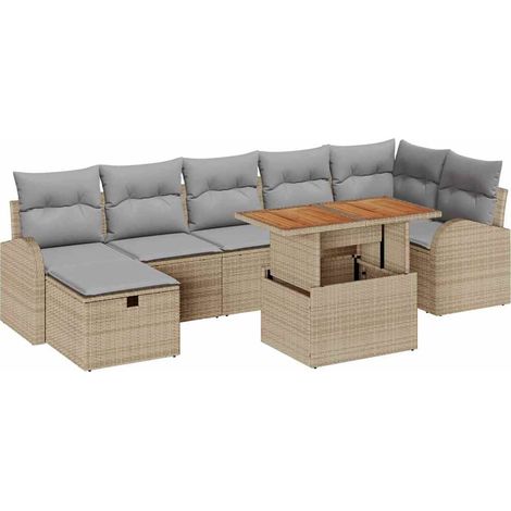 Maison Exclusive - Conjunto de sofá de jardín 8 pcs Beige ratán s (1/5)