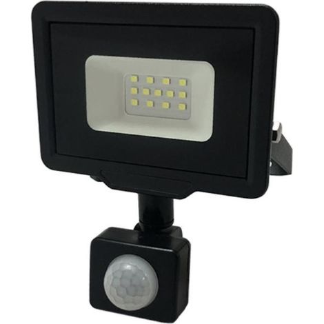 Projecteur LED 10W IP65 Noir avec Détecteur de Mouvement - Blanc (1/2)