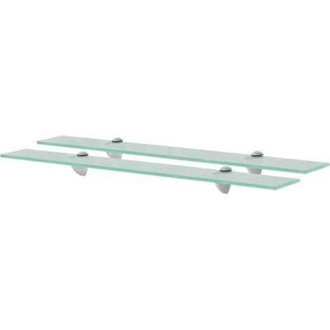 2 Étagères Tablettes en Verre 70 cm transparent à fixer pour une décoration moderne et épurée (1/5)