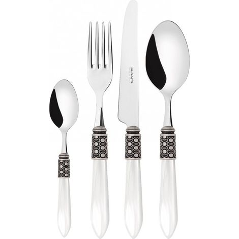 Set posate 24 pezzi in scatola Gallery Optical ghiera argento antico Bianco Madreperla Bugatti (1/3)
