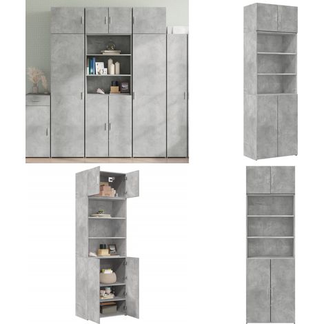 vidaXL Hochschrank Betongrau 70x42,5x225 cm Holzwerkstoff (1/5)