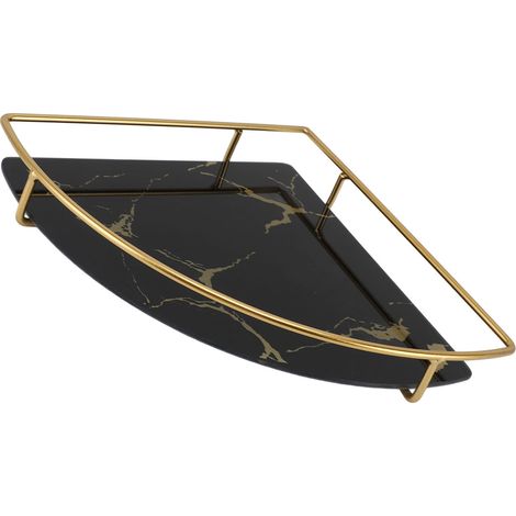 Badezimmer-Ablageschale, leicht, luxuriös, dekorativ, dreieckig, goldfarben, strukturiert, für Badezimmer, für Seife, Handtücher, Servietten, Schmuck, Make-up, schwarz (1/5)