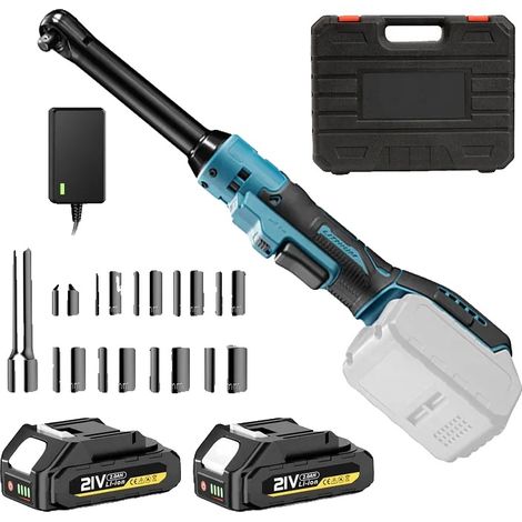 Clé à cliquet électrique, couple allant jusqu'à 80 Nm, design sans fil, avec 2 batteries (1/2)